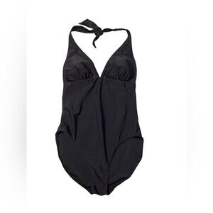 Caribbean Sand Black Halter One-Piece Swimsuit – Size 14,